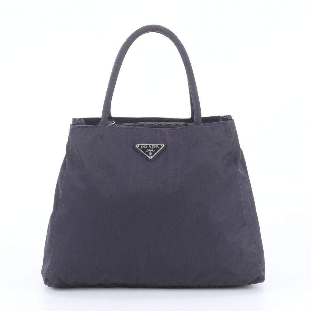 Prada Tessuto Nylon Triangle Logo Tote Bag Shoulder Hand Navy