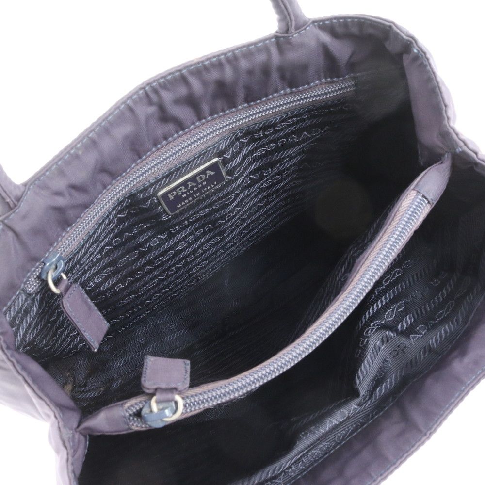 Prada Tessuto Nylon Triangle Logo Tote Bag Shoulder Hand Navy — view 7