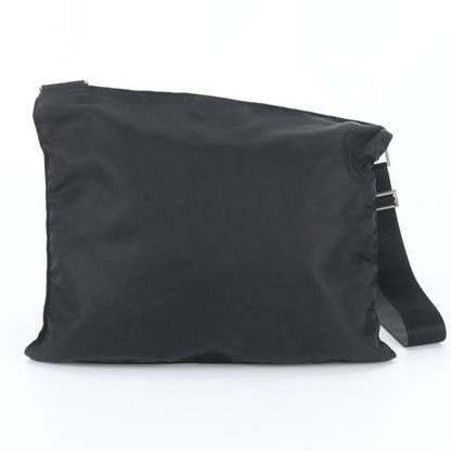 Prada Tessuto Nylon Triangle Logo Leather Shoulder Bag Crossbody Messenger Black — view 3