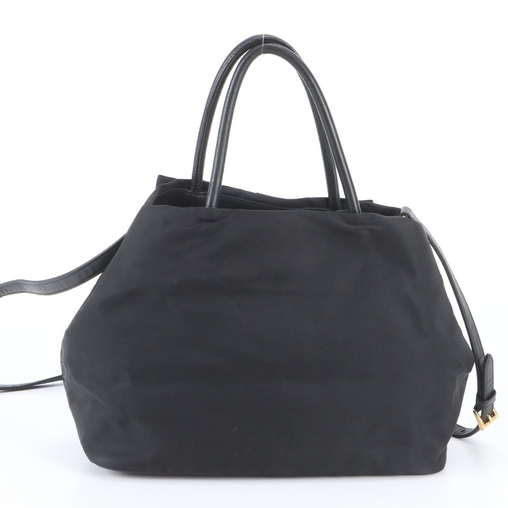 Prada Tessuto Nylon Ribbon Motif 2-Way Tote Bag Crossbody Shoulder Black — view 4