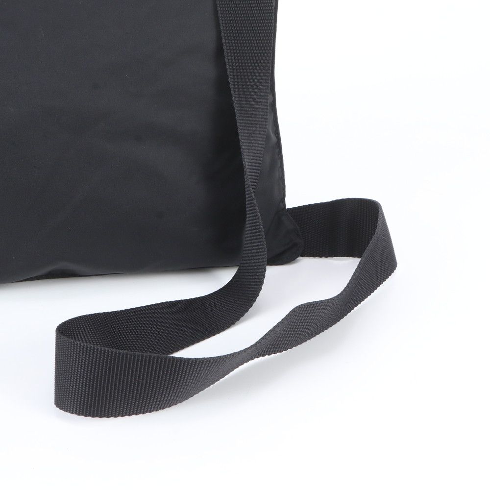 Prada Tessuto Nylon Triangle Logo Leather Shoulder Bag Crossbody Messenger Black — view 2