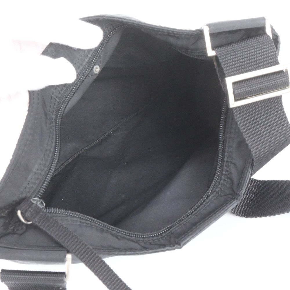 Prada Tessuto Nylon Triangle Logo Leather Shoulder Bag Crossbody Messenger Black — view 7