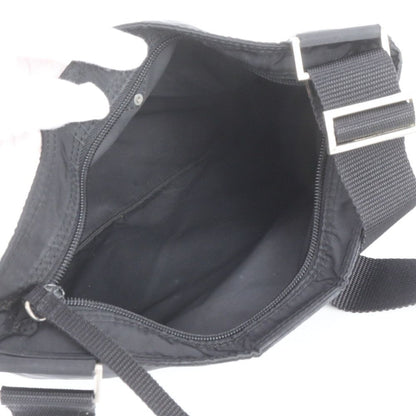 Prada Tessuto Nylon Triangle Logo Leather Shoulder Bag Crossbody Messenger Black — view 7
