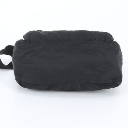Prada Tessuto Nylon Triangle Logo Leather Shoulder Bag Crossbody Messenger Black — view 6