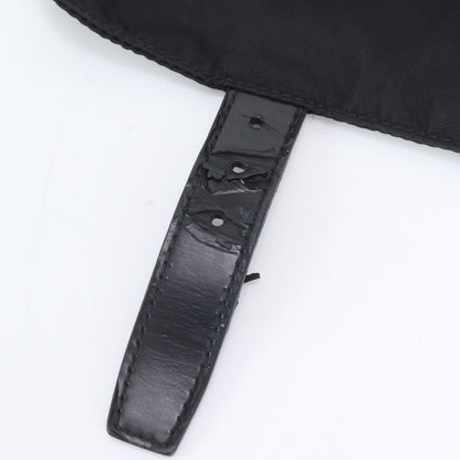 Prada Tessuto Nylon Triangle Logo Leather Shoulder Bag Crossbody Messenger Black — view 8