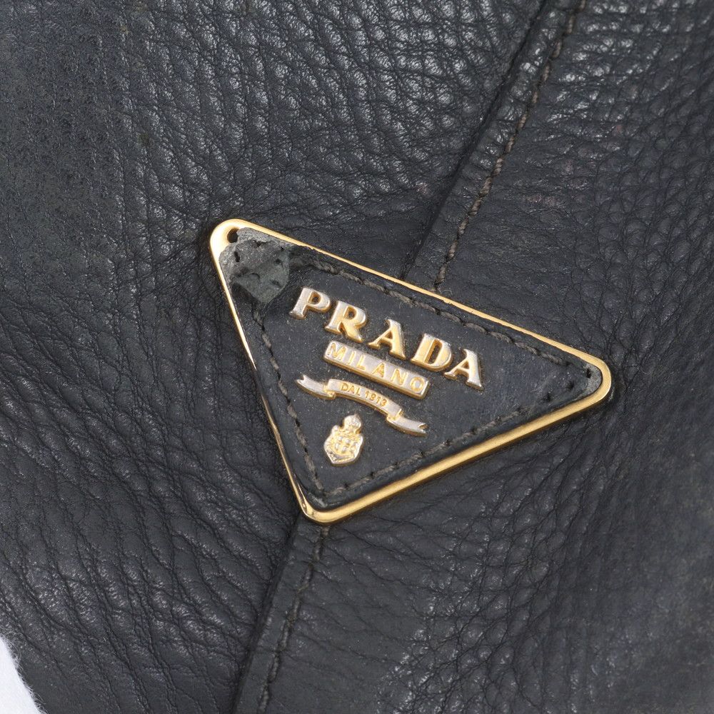 Prada Leather Tote Bag Shoulder Black — view 8