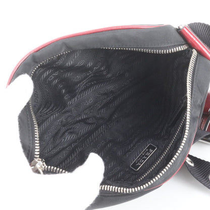 Prada Tessuto Nylon Triangle Logo Leather Shoulder Bag Crossbody Messenger Black — view 7