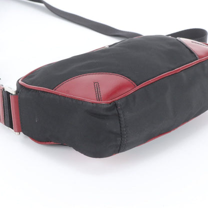 Prada Tessuto Nylon Triangle Logo Leather Shoulder Bag Crossbody Messenger Black — view 5