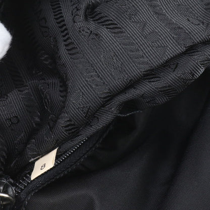 Prada Tessuto Nylon Triangle Logo Leather Shoulder Bag Crossbody Messenger Black — view 8