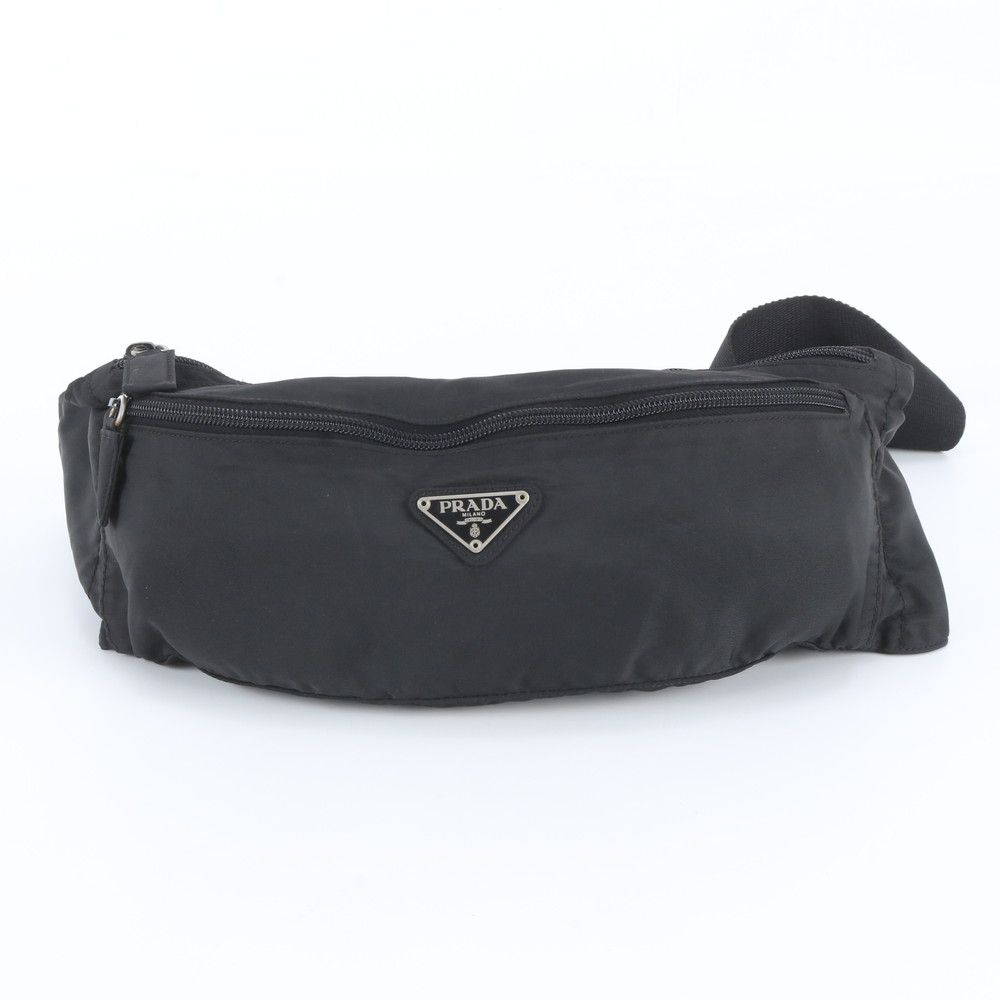 Prada Tessuto Nylon Triangle Logo Belt Bag Waist Pouch Shoulder Black — view 2