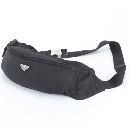 Prada Tessuto Nylon Triangle Logo Belt Bag Waist Pouch Shoulder Black