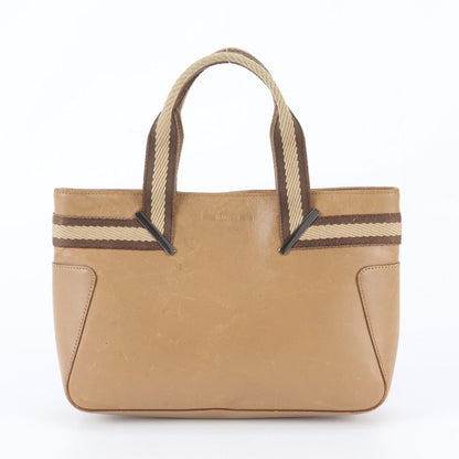 Gucci Leather Handbag Tote Brown