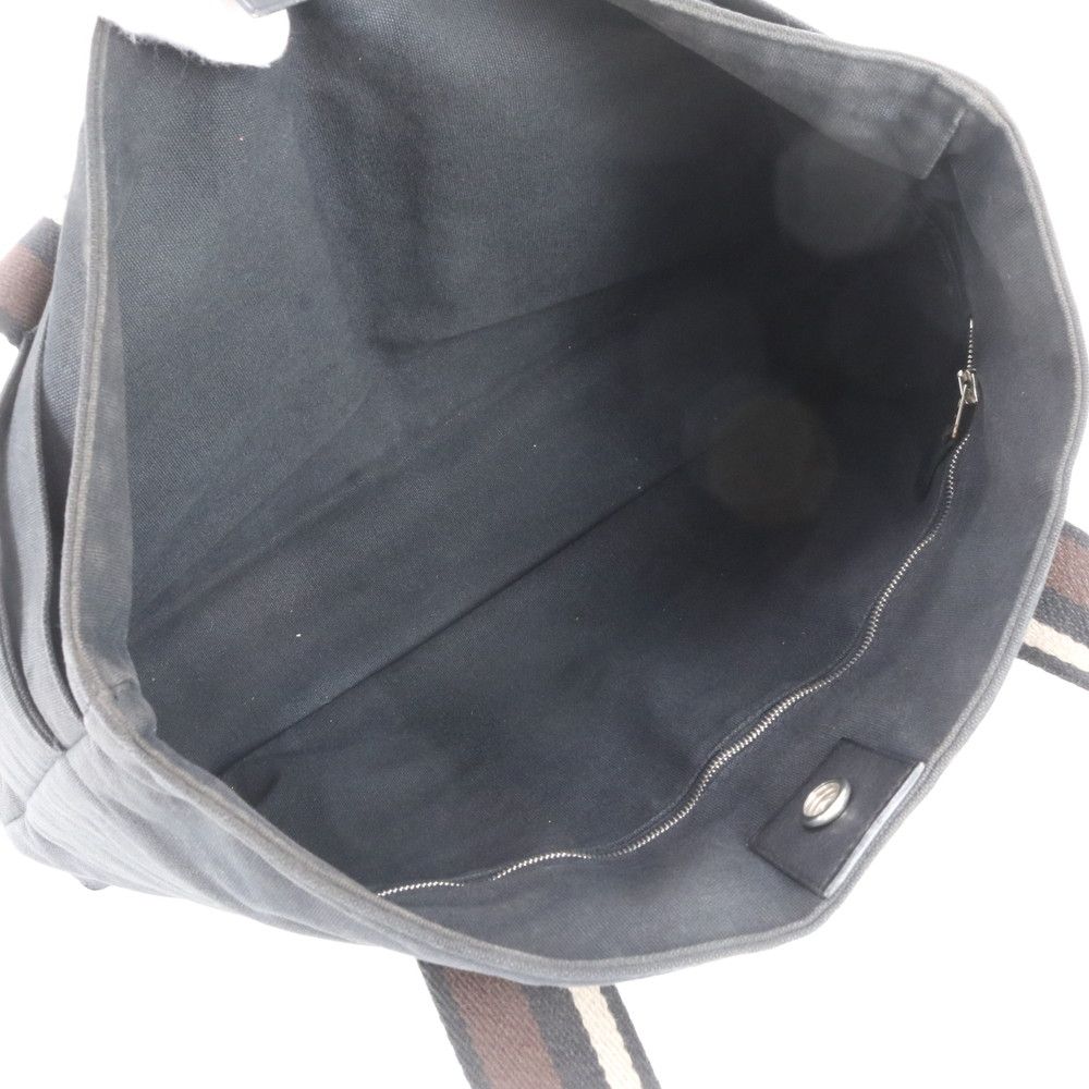 Hermes Troca Horizontal Leather Canvas Tote Bag Shoulder Business Black — view 7