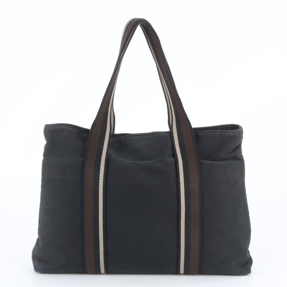 Hermes Troca Horizontal Leather Canvas Tote Bag Shoulder Business Black — view 3