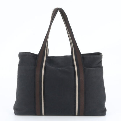 Hermes Troca Horizontal Leather Canvas Tote Bag Shoulder Business Black — view 3