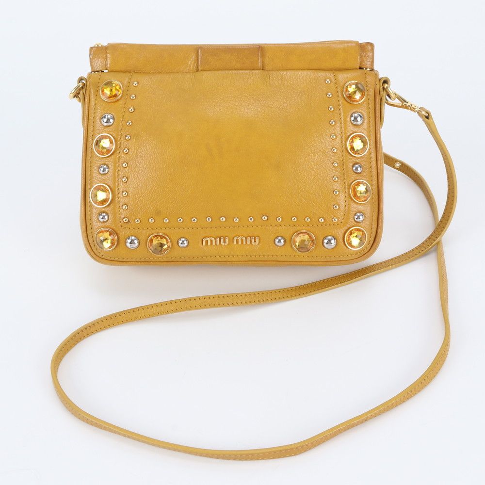Miu Miu Crystal Bijou Leather Shoulder Bag