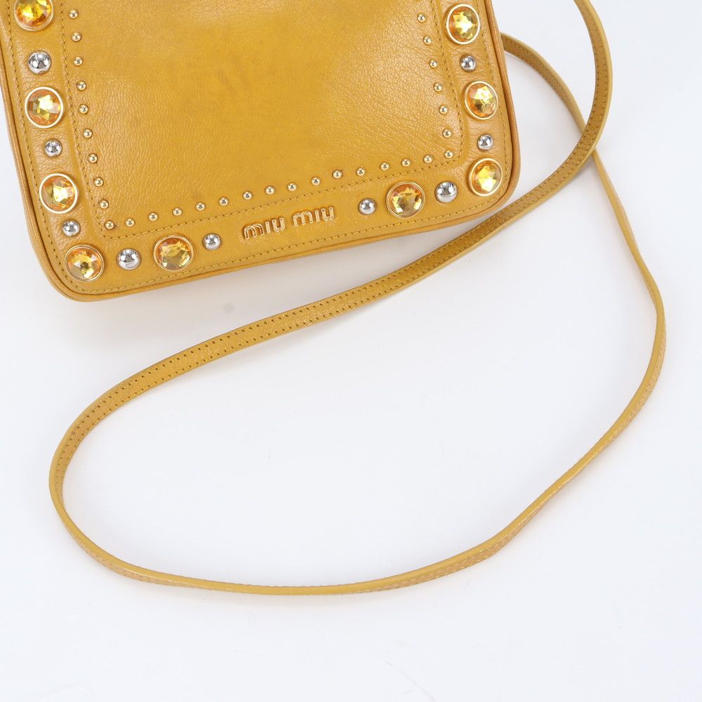 Miu Miu Crystal Bijou Leather Shoulder Bag — view 2