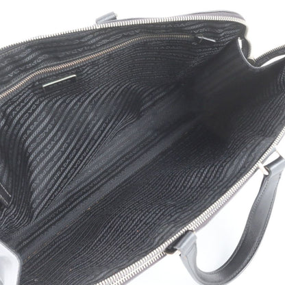 Prada Saffiano Triangle Logo Leather Business Document Tote Bag Black — view 7