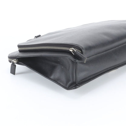 Prada Saffiano Triangle Logo Leather Business Document Tote Bag Black — view 5