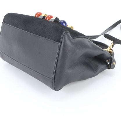 Fendi Calf Hair Mini Peekaboo Stone Leather 2-Way Shoulder Bag Crossbody — view 5