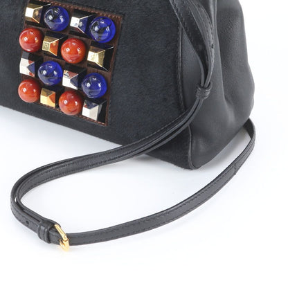 Fendi Calf Hair Mini Peekaboo Stone Leather 2-Way Shoulder Bag Crossbody — view 3