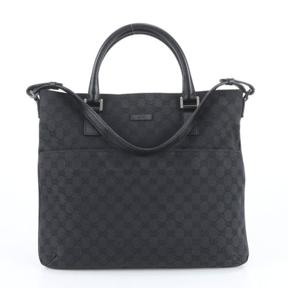 Gucci GG Canvas Leather 2-Way Tote Bag Shoulder Business Black