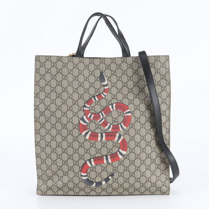 Gucci GG Supreme Kingsnake Print 2-Way Tote Bag Crossbody Shoulder