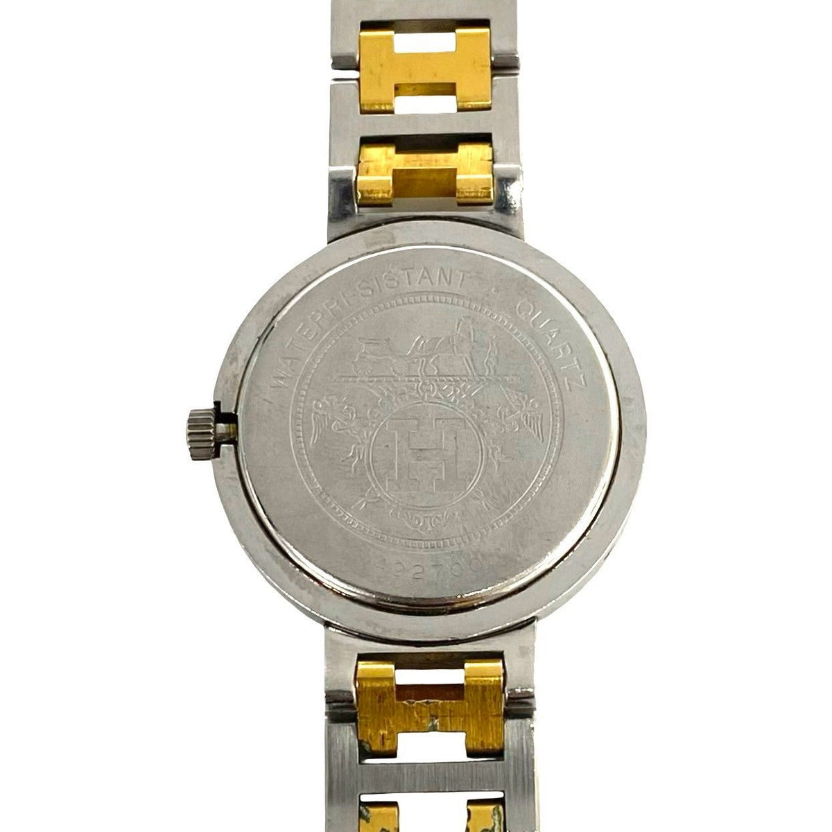 Hermes Clipper Stainless Quartz Watch Wrist Silver Gold — view 5