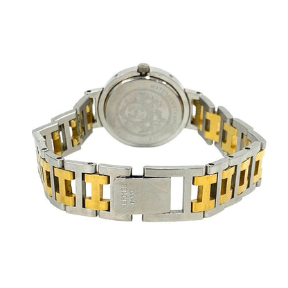 Hermes Clipper Stainless Quartz Watch Wrist Silver Gold — view 8