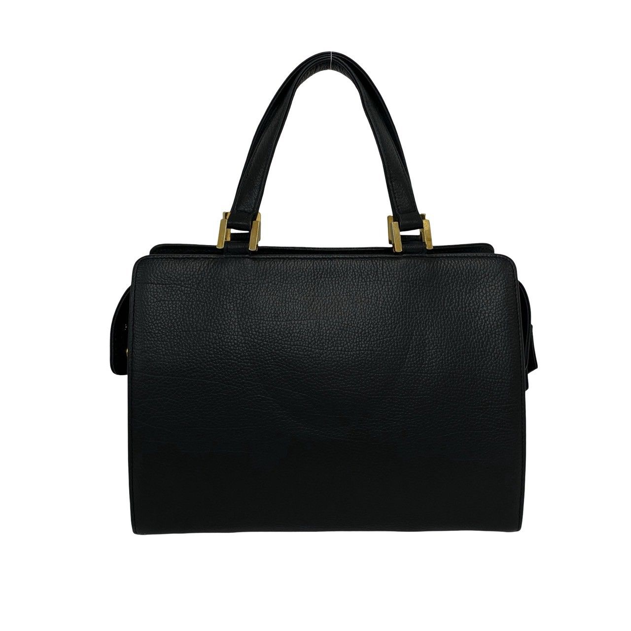 Saint Laurent Vintage YSL Logo Embossed Leather Handbag Mini Tote Black — view 3