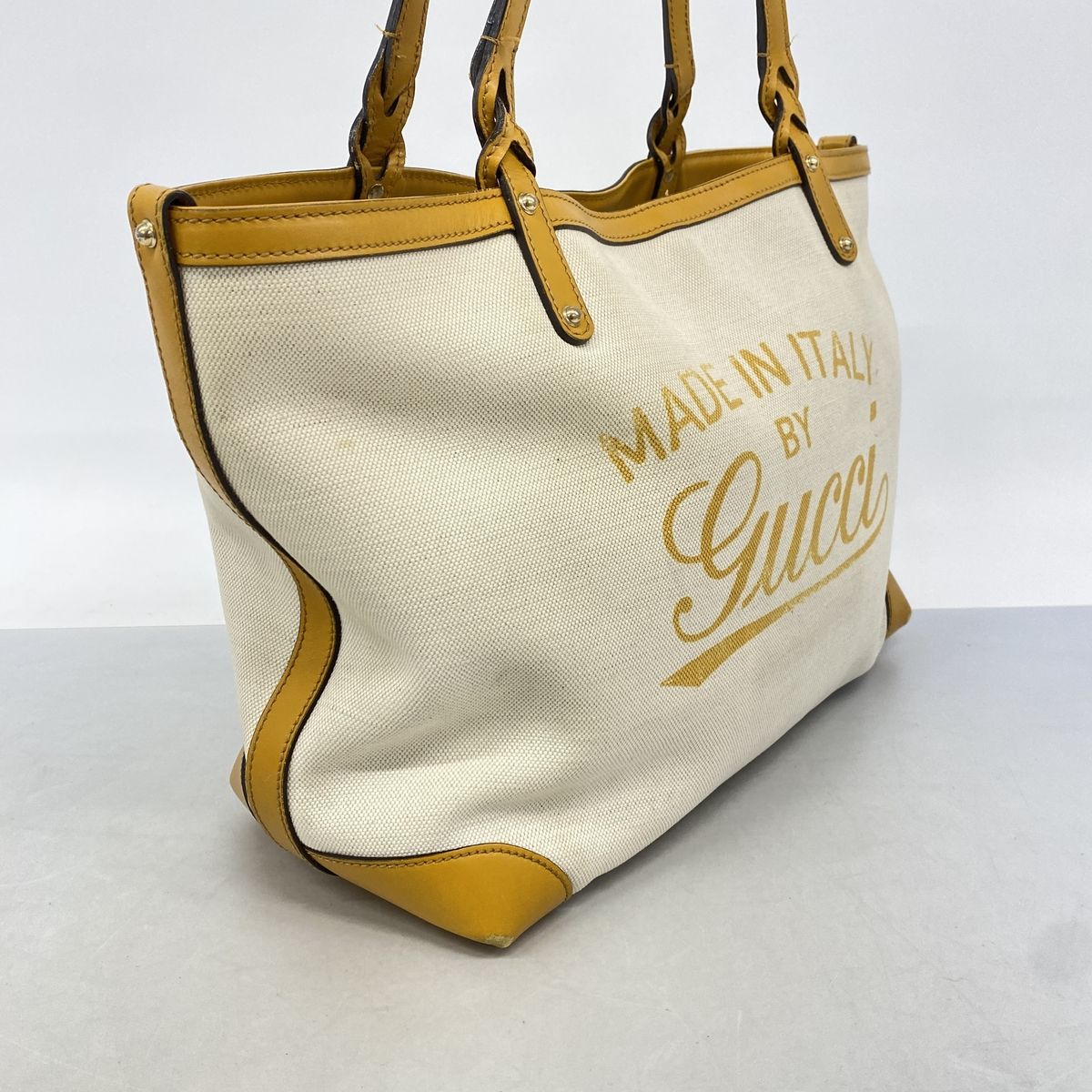 Gucci Tote Bag Canvas Beige Yellow Champagne Gold — view 2