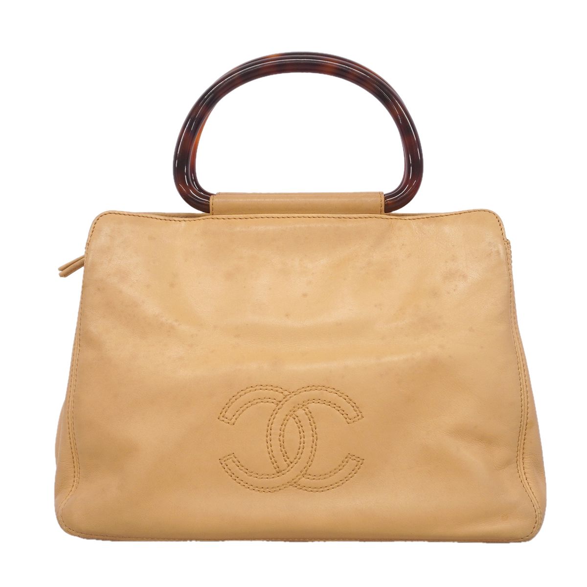 Chanel Handbag Lambskin Beige Gold