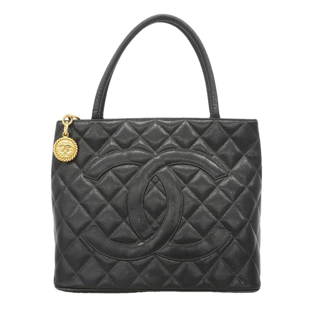 Chanel Tote Bag Reissue Caviar Leather Black Gold