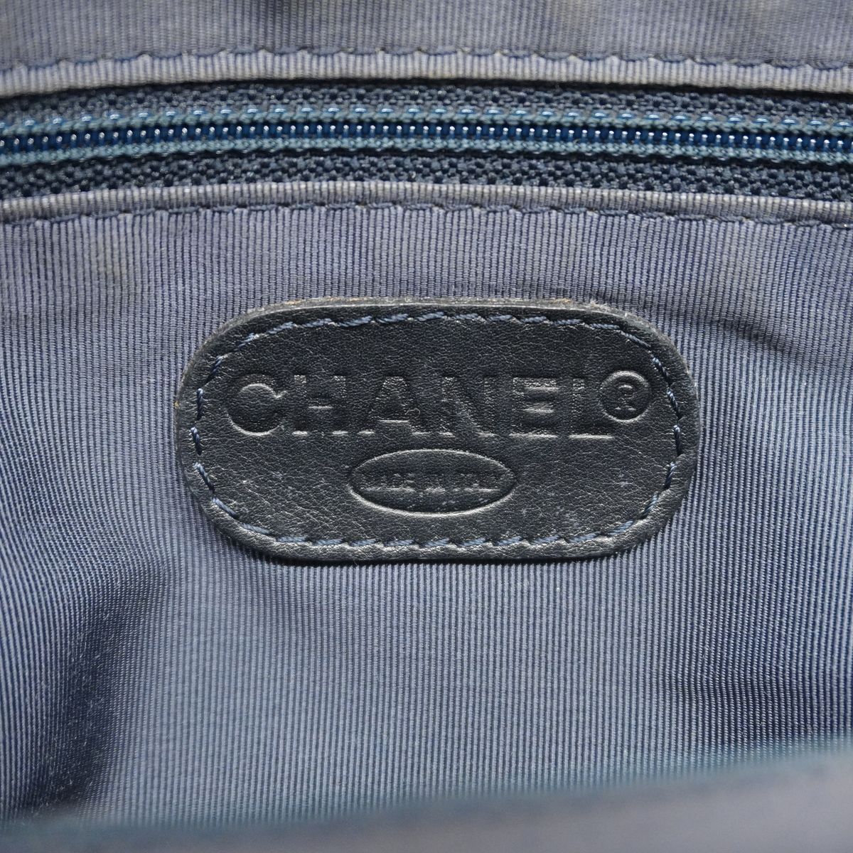 Chanel Tote Bag Denim Blue Brown Silver — view 5
