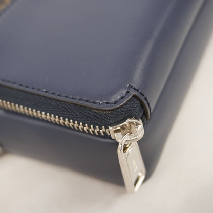 Fendi Shoulder Bag Zucca Leather Navy Khaki Silver — view 6