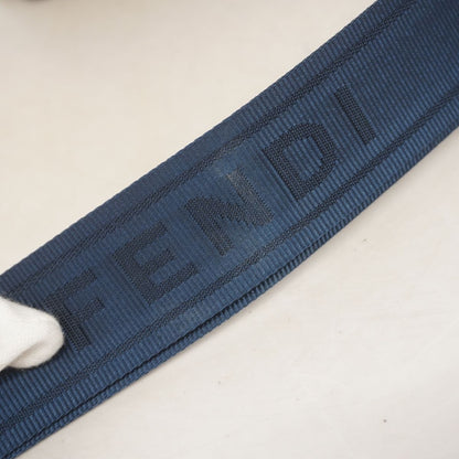 Fendi Shoulder Bag Zucca Leather Navy Khaki Silver — view 8