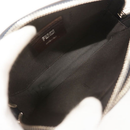 Fendi Shoulder Bag Zucca Leather Navy Khaki Silver — view 4