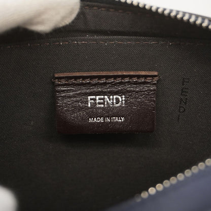 Fendi Shoulder Bag Zucca Leather Navy Khaki Silver — view 5