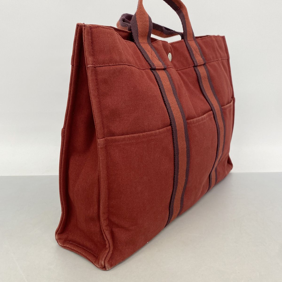 Hermes Tote Bag Fourre Tout MM Canvas Red Silver — view 2