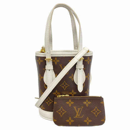 Louis Vuitton Handbag Monogram Nano Bucket Brown White 2-Way Bag