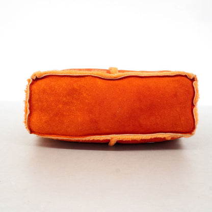 Chanel Shoulder Bag Shearling Orange Silver — view 3