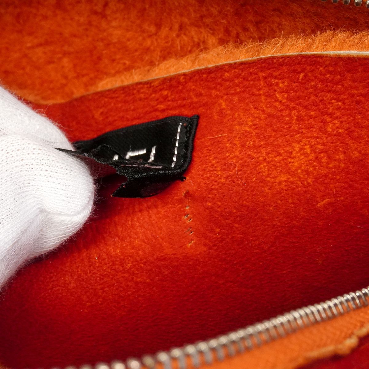 Chanel Shoulder Bag Shearling Orange Silver — view 8