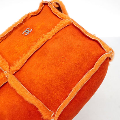 Chanel Shoulder Bag Shearling Orange Silver — view 7