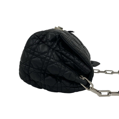 Dior with Key Cannage New Rock Lambskin Leather Shoulder Bag Black — view 6