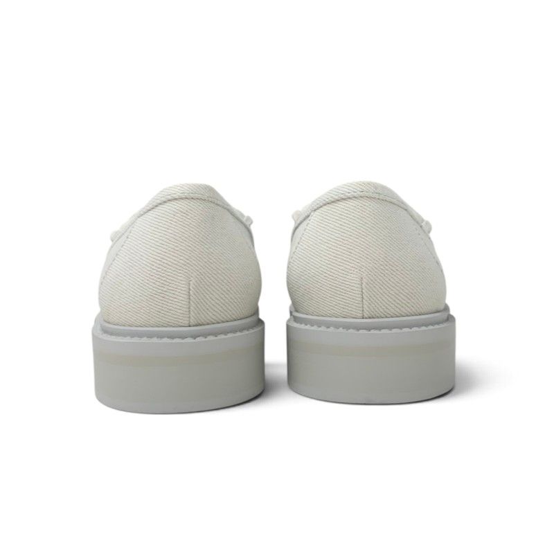 Chanel Loafers Leather Shoes Canvas Light Blue Gold CC Logo Turnlock — view 4