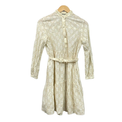 Gucci Dress Ivory Long Sleeve Knee-length GG Pattern
