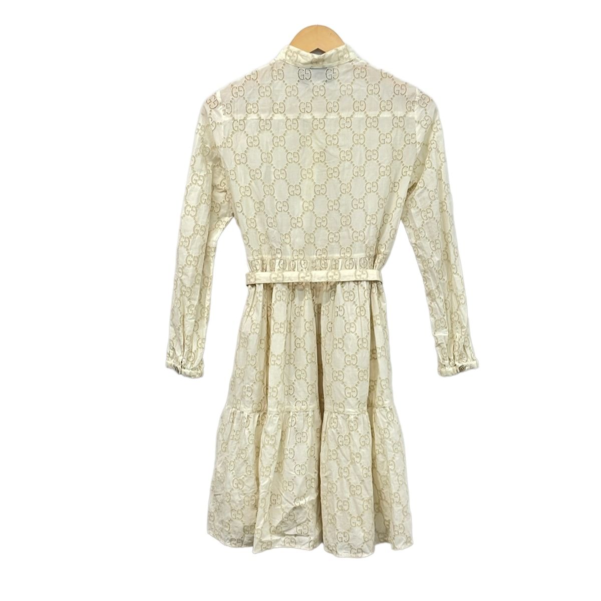 Gucci Dress Ivory Long Sleeve Knee-length GG Pattern — view 2