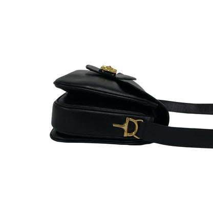 Celine Vintage Horsebit Leather Shoulder Bag Pochette Black — view 6