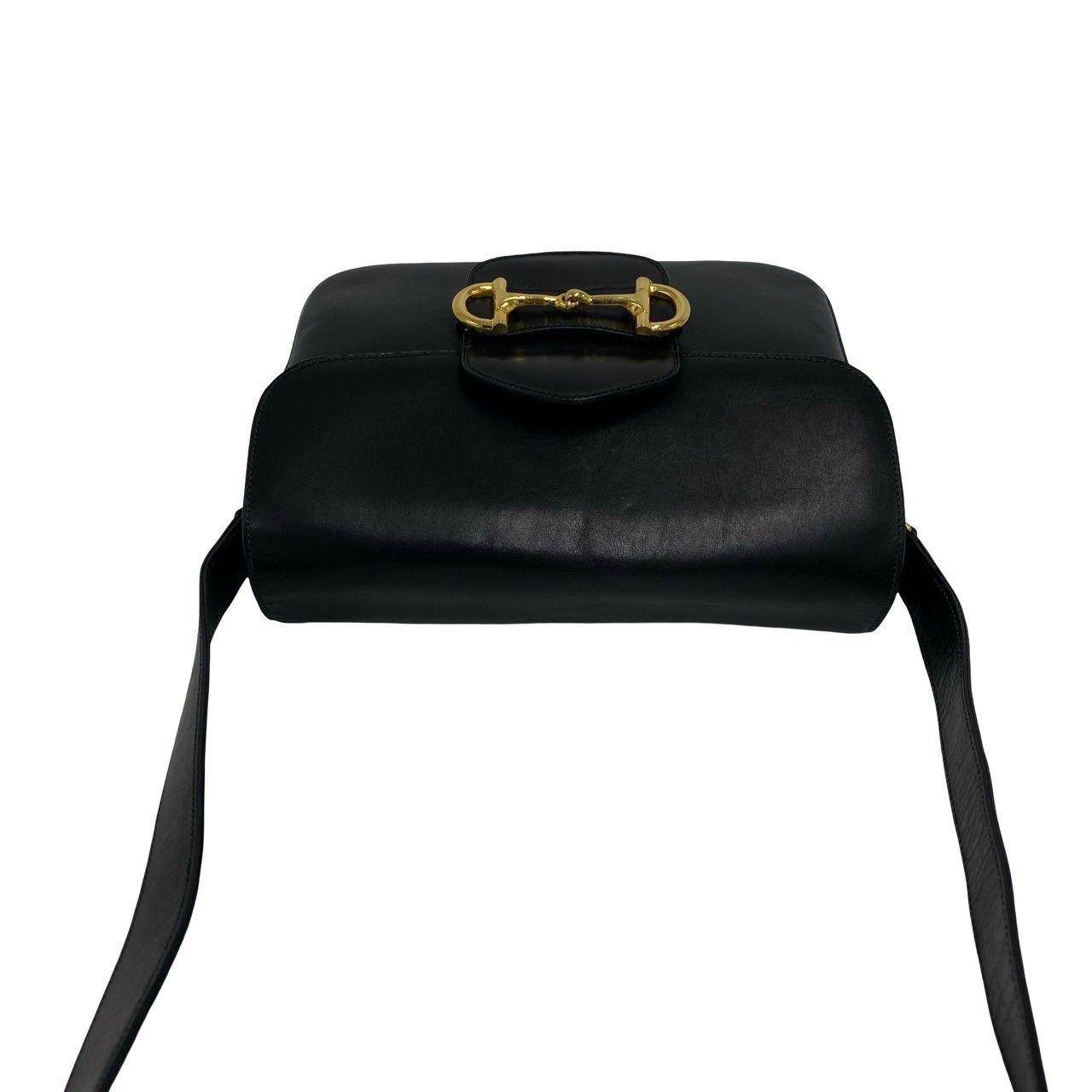 Celine Vintage Horsebit Leather Shoulder Bag Pochette Black — view 4