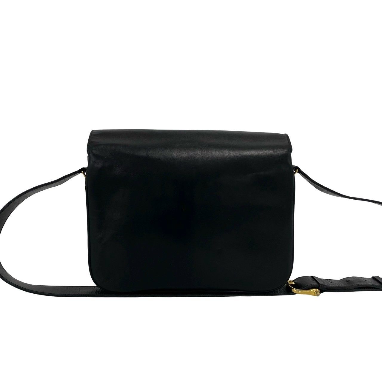 Celine Vintage Horsebit Leather Shoulder Bag Pochette Black — view 3
